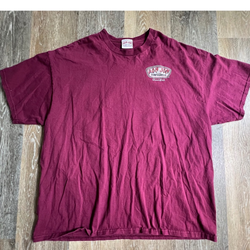 Ron Jon Surf Shop T-Shirt Mens XL Burgundy Grand Turk Surfboard Graphic Tee